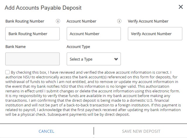 add accounts payable deposit